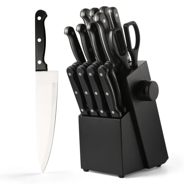 19-piece-knife_2 19 Piece Knife Set with Storage Block and Built-in Sharpener