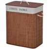 bamboo-laundry-hamper-lid_2 Brown bamboo hamper with rope handles and LIGHTS and DARKS liner labels
