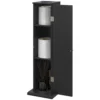 black-toilet-paper-storage-cabinet_2 Slim black bathroom cabinet with door open showing two rolls and a diffuser on three shelves