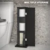 black-toilet-paper-storage-cabinet_3 Open three-tier bathroom tower holding paper rolls and a reed diffuser next to a toilet
