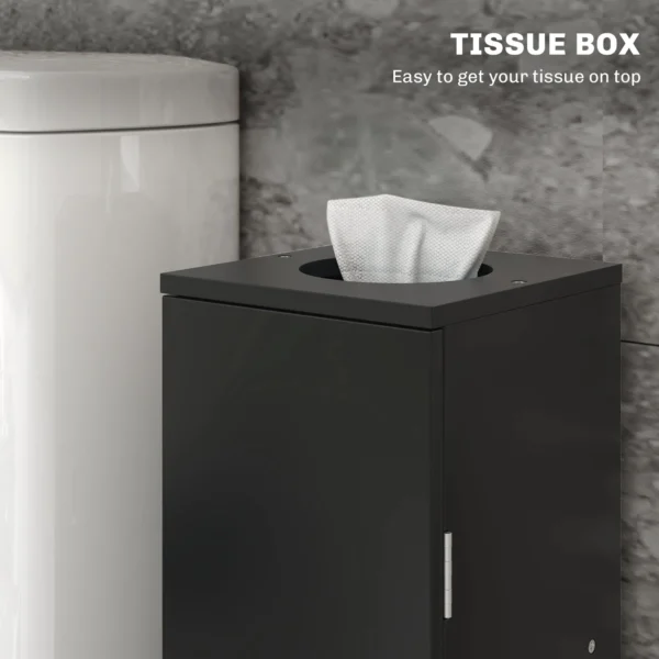 black-toilet-paper-storage-cabinet_5 Close-up of the round tissue opening in the top panel of the black cabinet