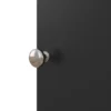 black-toilet-paper-storage-cabinet_6 Round polished metal knob on the smooth black door of the bathroom cabinet