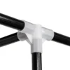 portable-closet-organizer-wardrobe_5 Close-up of a white plastic connector joining three black steel frame tubes