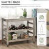 rolling-kitchen-cart-stainless-top_2 Rolling kitchen cart in a dining room with wine bottles on the slatted shelf